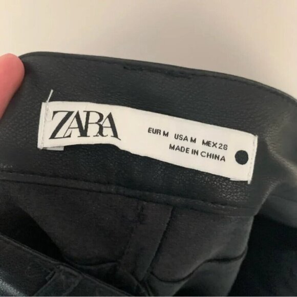 Zara Faux Leather High Waisted Pants Black M - Picture 7 of 15